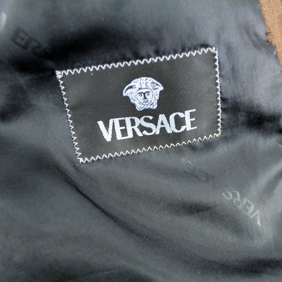 VTG Versace Western Blazer 4 Button Notch Collar Jacket Sueded Wool Men's IT50/M - Picture 9 of 16